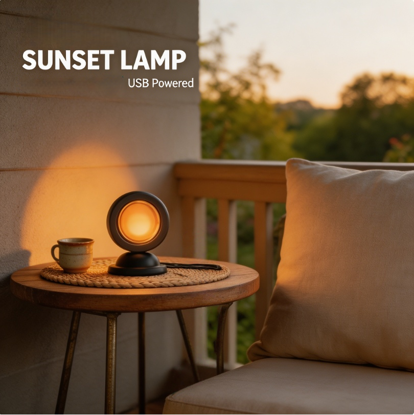 Mini Sunset Lamp Amber LED Pro - Photography Yellow Light ulasan dan harga