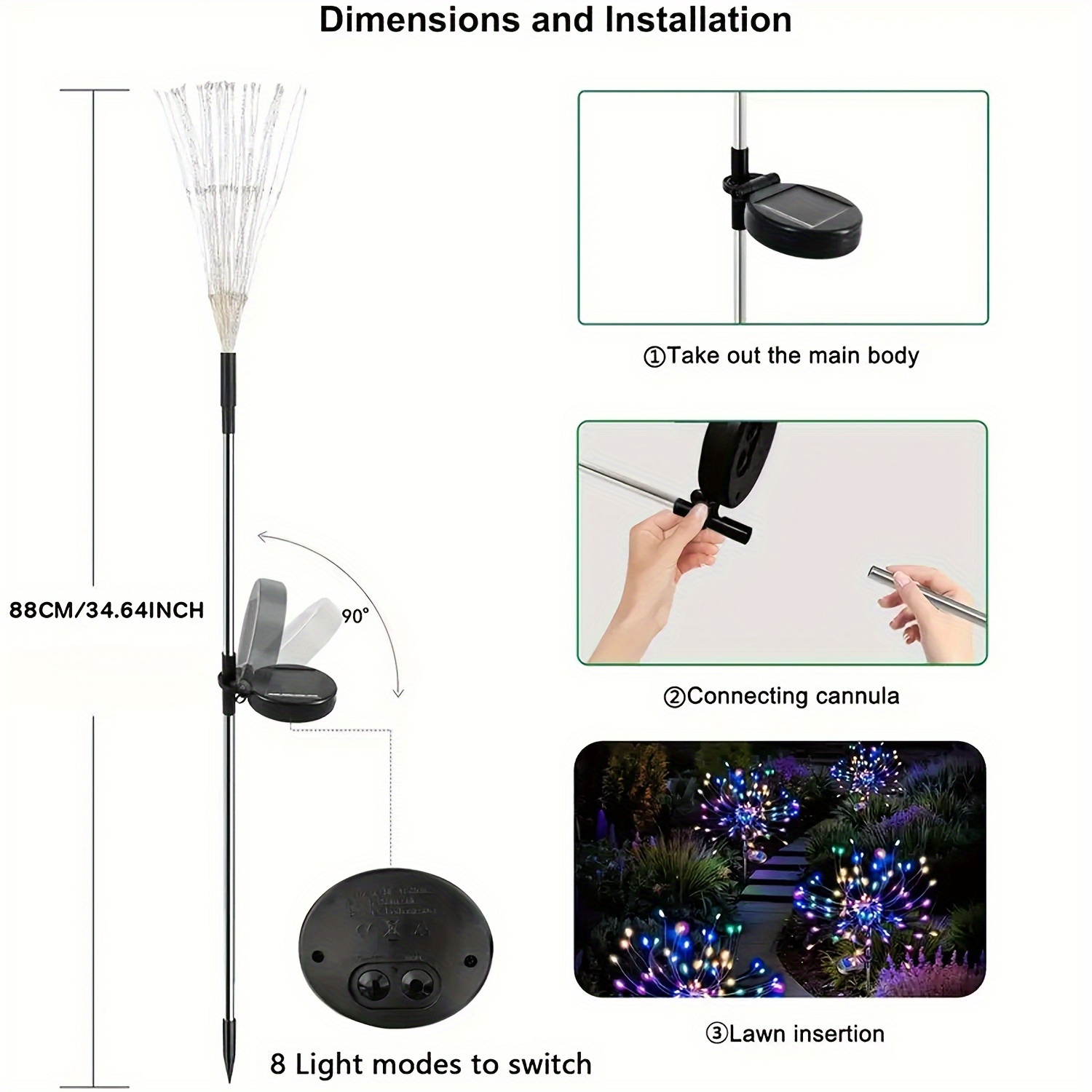8-Mode Solar Firework Lights w - Photography Yellow Light ulasan dan harga