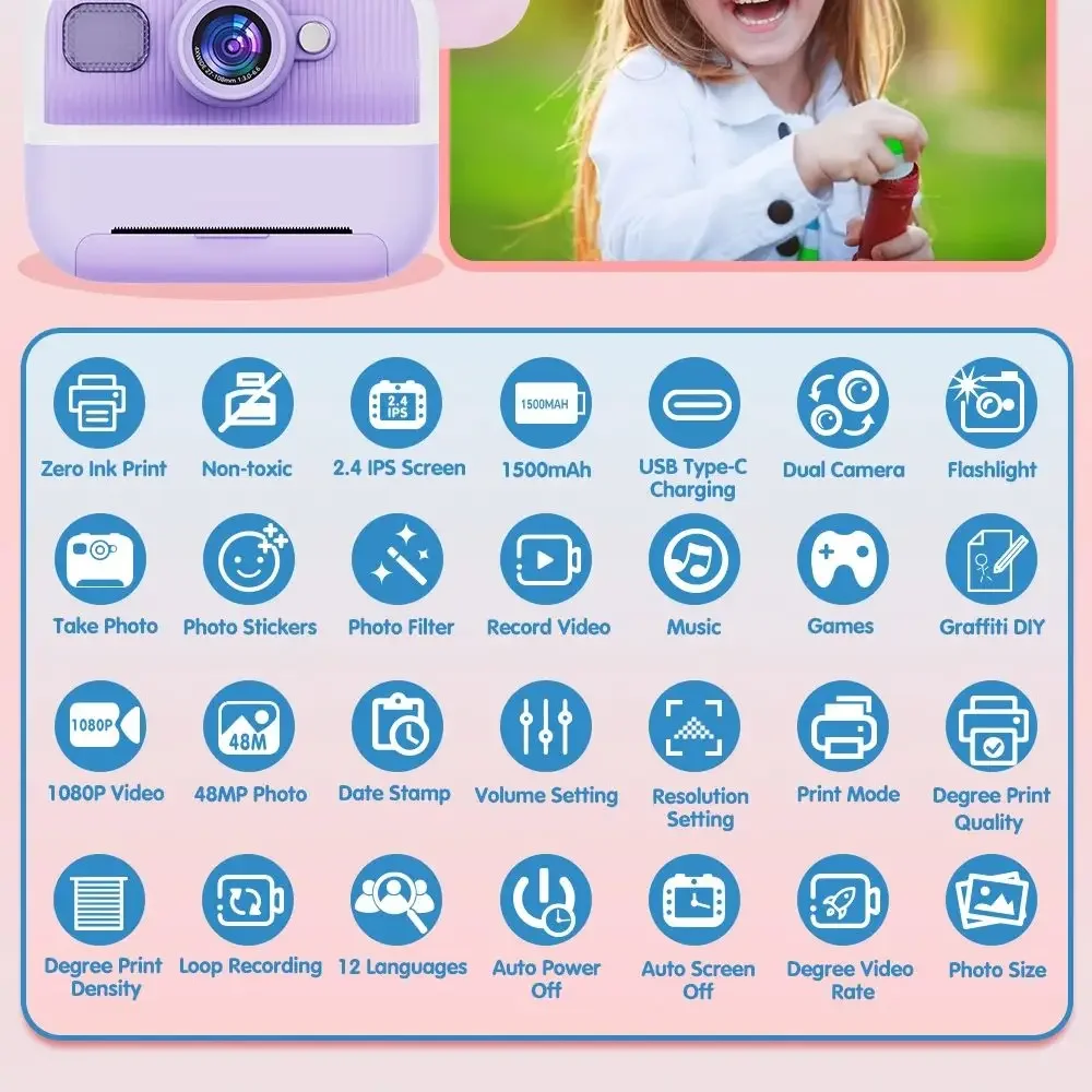 Kids Mini Instant Print Camera - Photography Grid ulasan dan harga